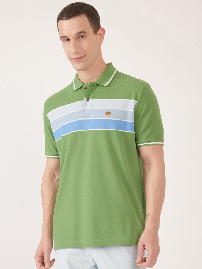 Pique Chest Stripe Polo - L