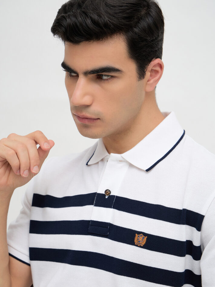 Chest Stripe Pique Polo - Image 4
