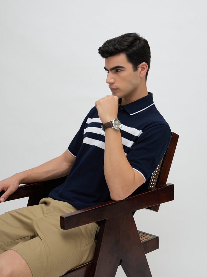 Chest Stripe Pique Polo - Image 6
