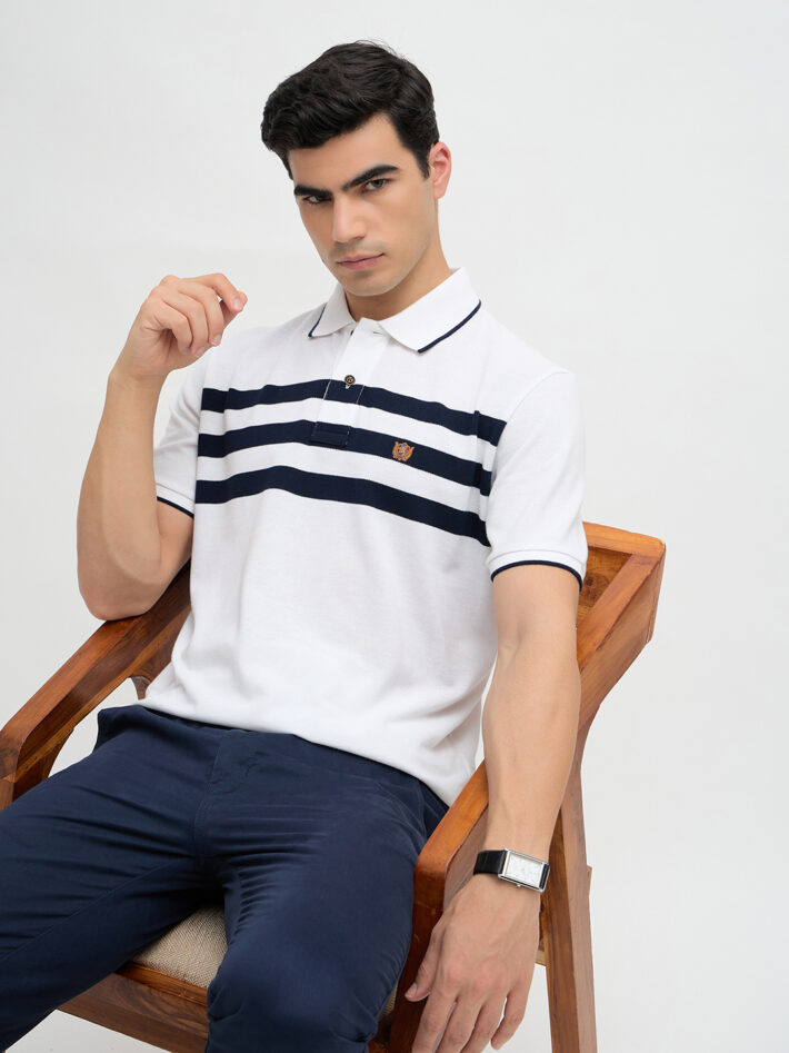 Chest Stripe Pique Polo - Image 5