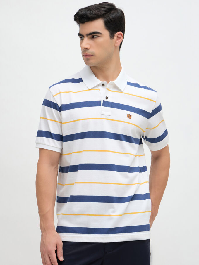 Stripe Jersey Polo - M
