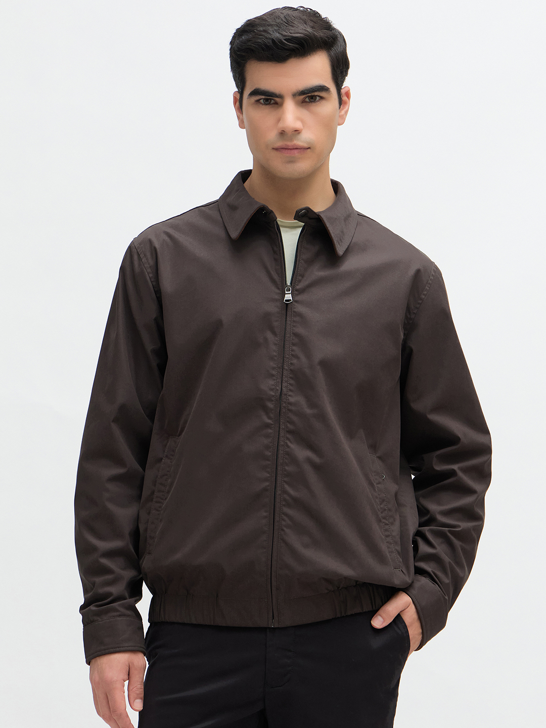 Solid Warm Zip Jacket